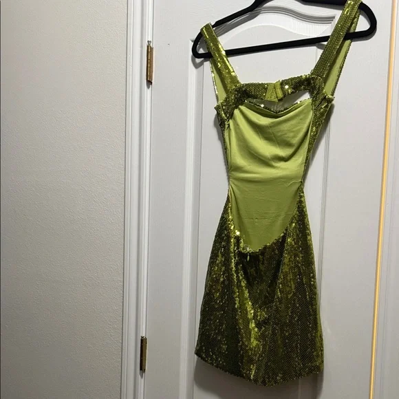 Meshki Lime Sequin Mini Dress - Picture 2 of 3